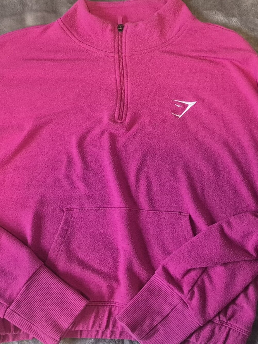 Gymshark Women's Hot Pink Quarter-Zip Fleece Pullover